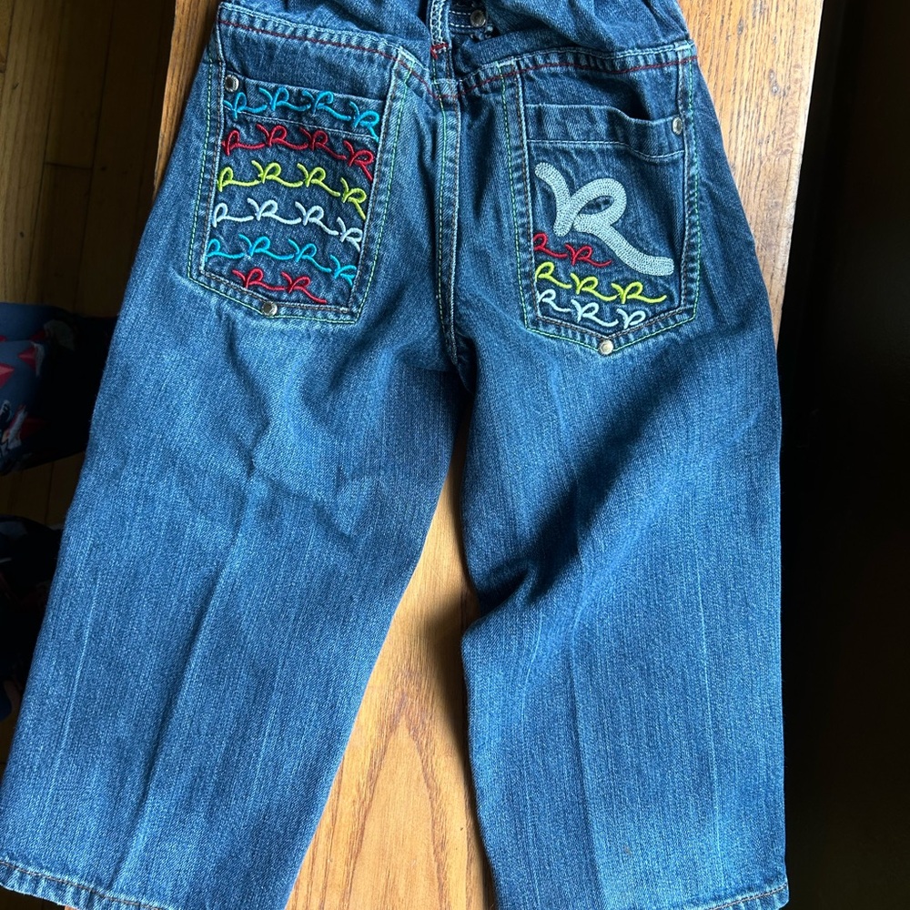 Rocawear Kids Blue Jeans with Colorful Embroidery